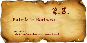 Molnár Barbara névjegykártya